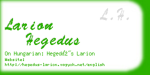 larion hegedus business card
